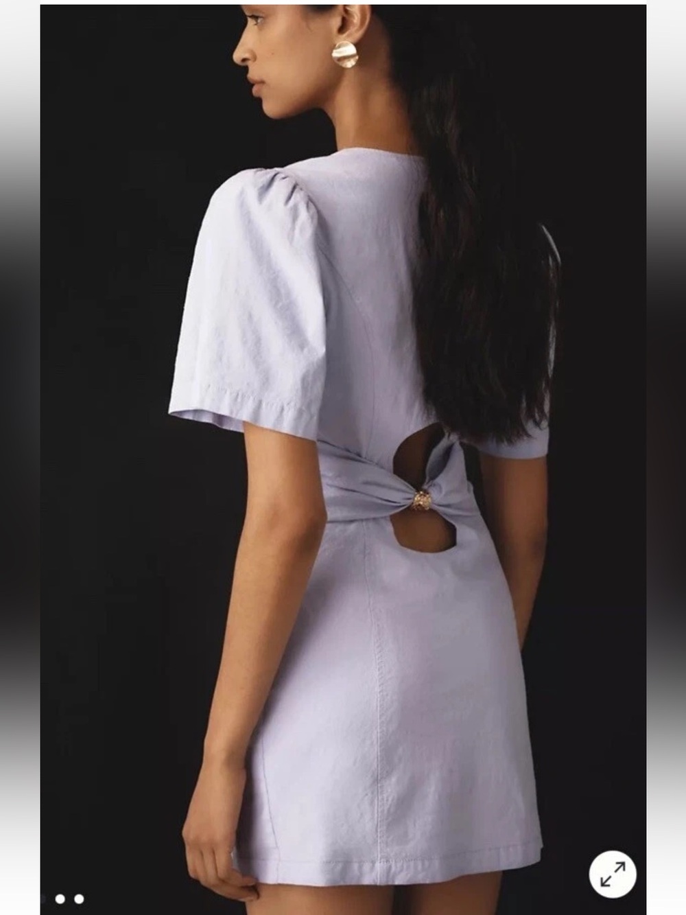 Maeve Anthropologie Lavender Linen Blend Twist-Back Mini Dress